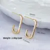 Wholesale Paper Clip Stud Earrings With Electroplated 14K Gold Copper And Zircon Inlay Featuring 925 Sterling Silver Ear Pins