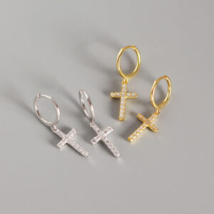oly-8a073d99c87a6adb2afe73c68e32a7b9 Wholesale European and American Cross-border Classic Cross Micro Diamond Earrings Women's Ear Buckle Zircon Earrings INS Trendy Elegant All-match Ear Men