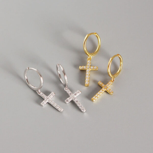 oly-8a073d99c87a6adb2afe73c68e32a7b9 Wholesale Classic Cross Micro Diamond Earrings Women's Ear Buckle Zircon Earrings INS Trendy Elegant All-match Ear Men
