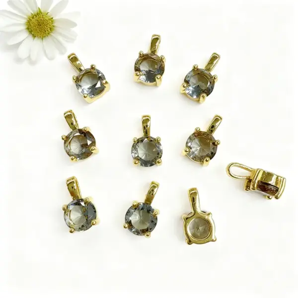 oly-8a0a6b8c8c1f5ee38e715285fc53dd8b Wholesale 18K Gold Plated Copper Color Retention Zircon Round Birthstone Pendant DIY Jewelry Geometric Water Plated Imitation Gold