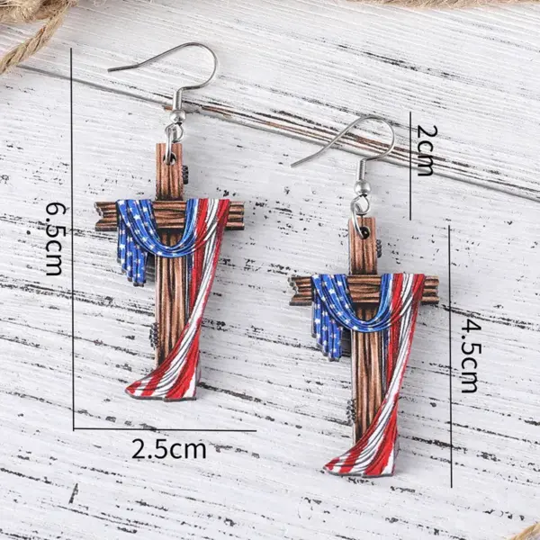 Wholesale 1 Pair Vintage Style Pentagram Wood Drop Earrings
