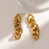 oly-8a1381c95b1773aafc81456d9e5dd8eb Wholesale 18K Gold Plated 304 Stainless Steel Vacuum Electroplating (In Furnace) Rhinestone Geometric Handmade Earrings For Women Independence Day