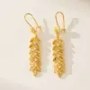 Wholesale Women’s Electroplated Grain Drop Earrings In 14K Real Gold Plated Copper With Zircon Inlay And UV Plating