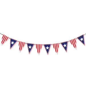 Vertical Striped Five-Pointed Star Triangle Flag