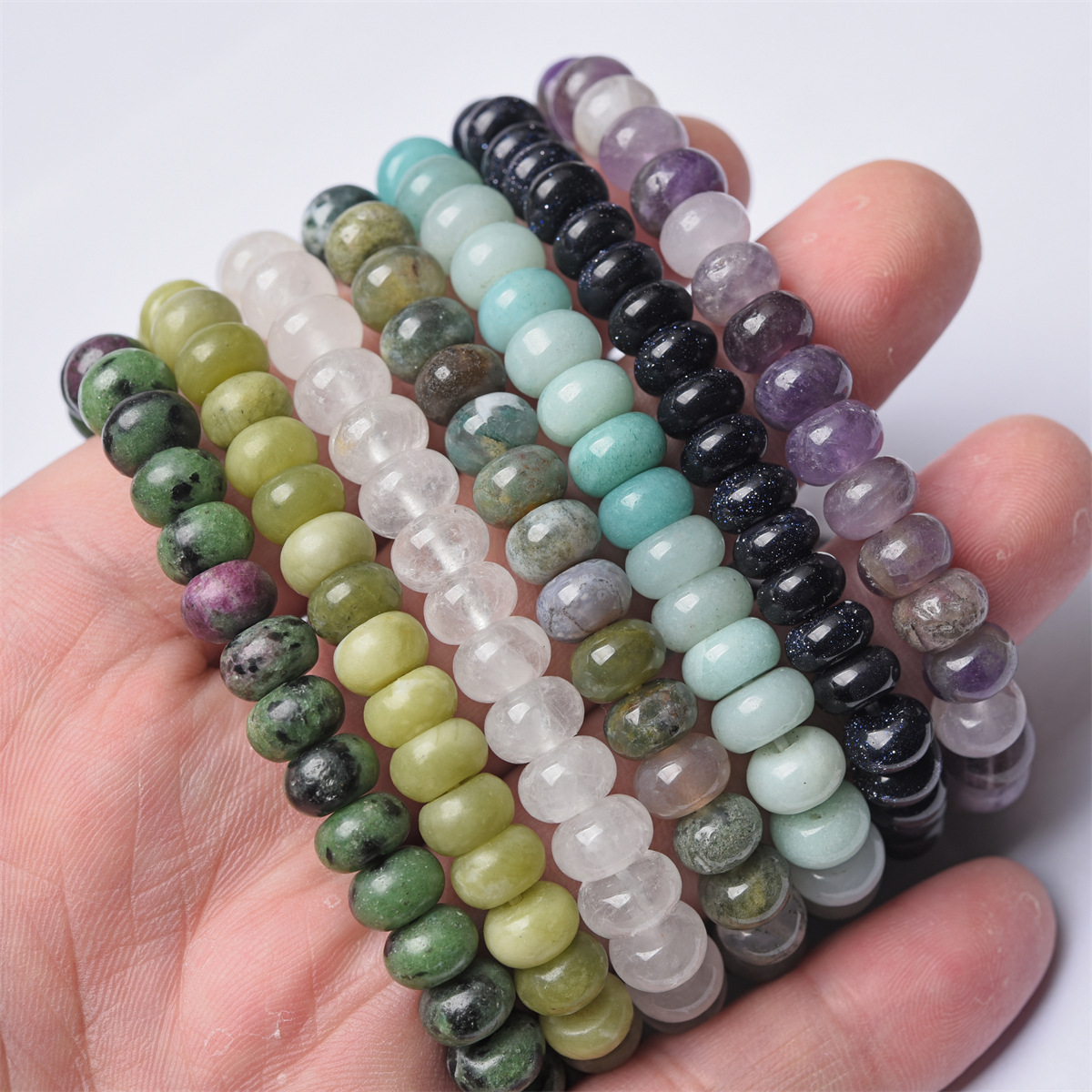 Wholesale Fuhong jewelry 6mm natural stone abacus beads bracelet women fashion jade crystal agate single ring bracelet