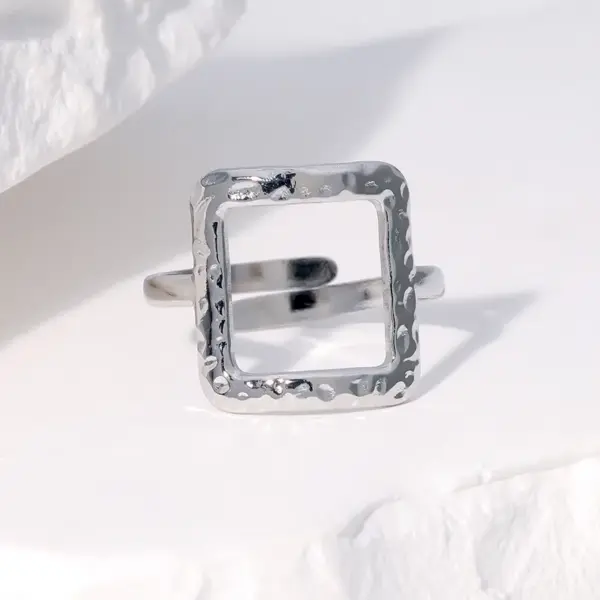 Wholesale PVD Coated Real Gold Plated 18K Gold Square 304 Stainless Steel Modern Style Simple Style Waterproof Non Tarnish Open Rings