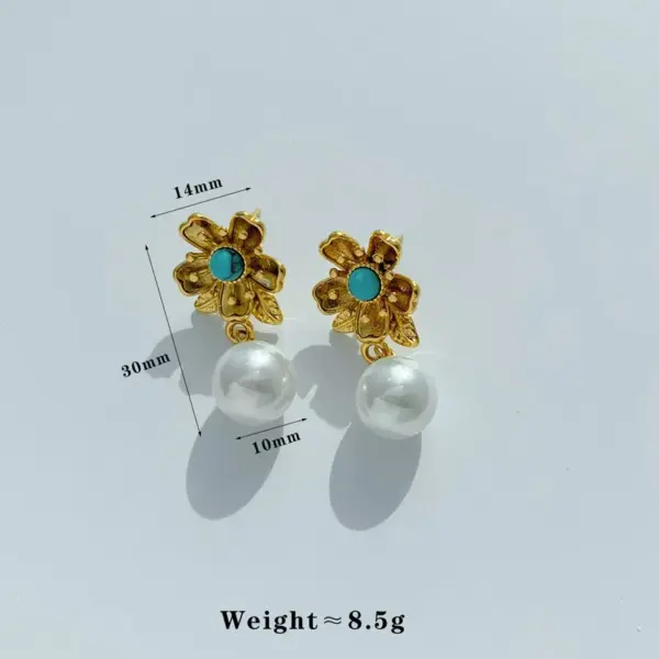 Wholesale PVD Coated Real Gold Plated 16K Gold White Gold Plated Flower 304 Stainless Steel Casual Modern Style Artistic Waterproof Non Tarnish Drop Earrings