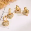 Wholesale 1 Pair Simple Style Commute Heart Shape Plating Inlay Copper Zircon 18k Gold Plated Drop Earrings
