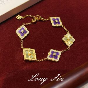 Sl096 gold purple dragon crystal five-flower laser bracelet