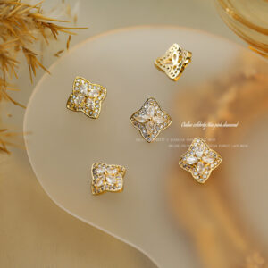 Single White Zircon Four-leaf Clover-Gold #21