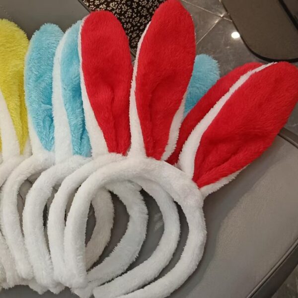 oly-8a4e4c21ef7b17bc22c87591e0bbf6d1 Wholesale Rabbit ears headband adult headdress stall White plus pink plush rabbit ears Easter Halloween factory