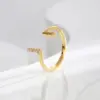 Wholesale Copper Geometric Rack Plated Zircon 18K Gold Plated IG Style Casual Commute Rings