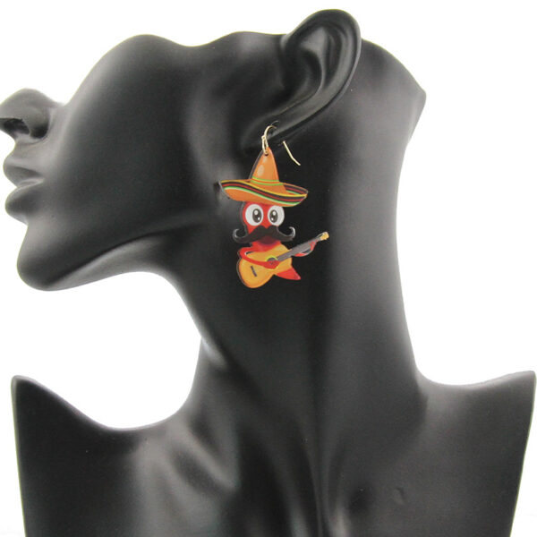 oly-8a5dcd65cf9e5d2f04f2757778d96e50 Wholesale hip hop Carnival chili Guitar Man Rock wind Western Denim acrylic earrings
