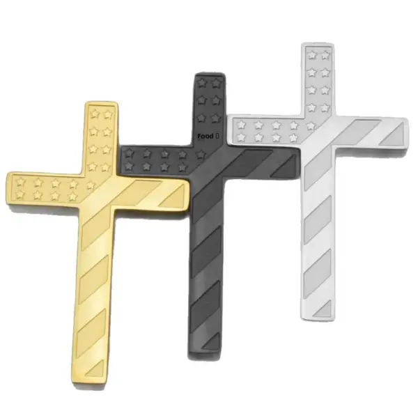 Wholesale Classic Style Cross Pendant In 304 Stainless Steel With Electroplated Finish, Steel Color