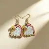 Wholesale American Flag Tassel Earrings For Independence Day, Unisex Design With Red Seed Bead Inlay And Zinc Alloy Ear Pins