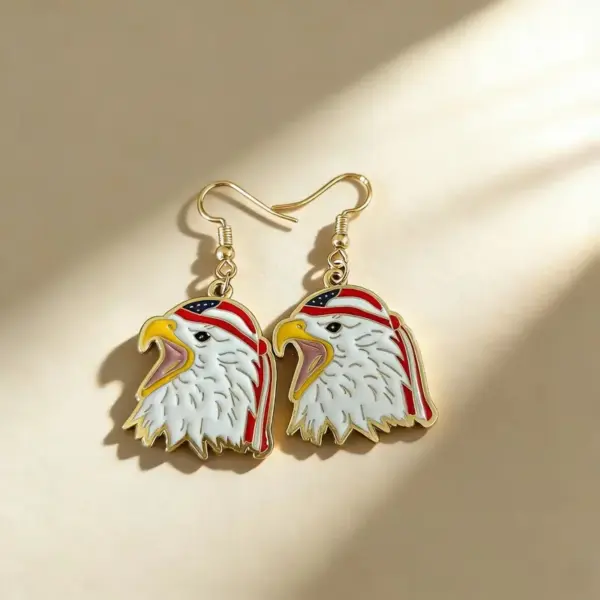 Wholesale American Flag Tassel Earrings For Independence Day, Unisex Design With Red Seed Bead Inlay And Zinc Alloy Ear Pins