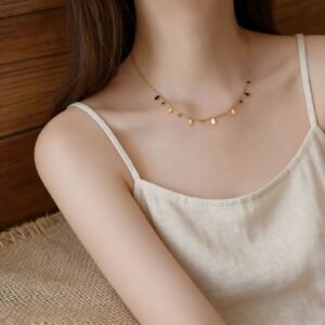 Round water drop necklace gold