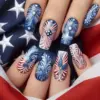 Wholesale Ballet Dream Detachable Nail Stickers Independence Day Wearable Fake Nails Silicone Material Grid - Nihaojewelry