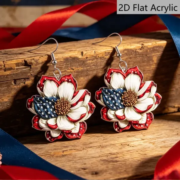 Wholesale Retro Rose Print Drop Earrings In White And Red Acrylic With 304 Stainless Steel Ear Pins For Women