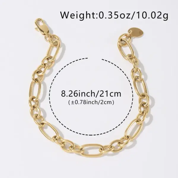 Wholesale Oval Waterproof Non Tarnish Bracelets For Women In 304 Stainless Steel With 18K Real Gold Plated PVD Coated Cuban Link Chain
