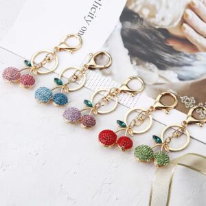 oly-8a9ae10fecd818fc067c1ec4b265bf6c Wholesale Creative alloy rhinestone fruit Cherry keychain female cute fashion exquisite bag key chain car pendant
