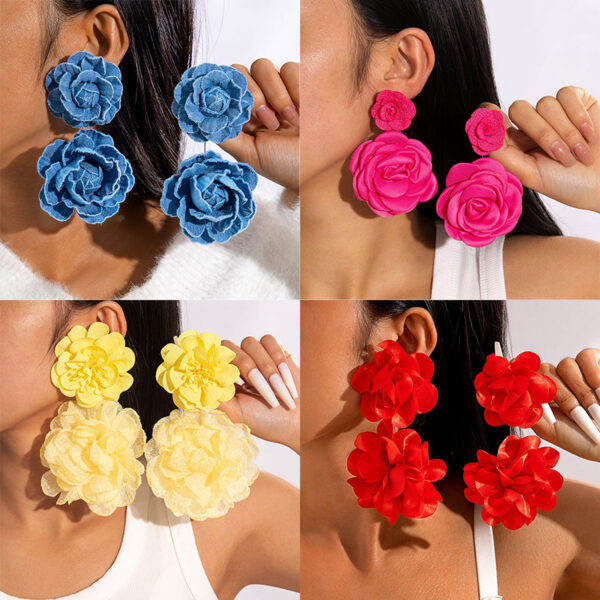 oly-8a9c95671d91a36a5873387606abb201 Wholesale Jewelry Fashion Irregular Three-Dimensional Flower Design Earrings Exaggerated Colorful Enamel Petal Earrings