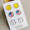 Wholesale American Flag Stud Earrings Featuring Glass Material In Simple Style