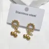 Wholesale Water Plated Imitation Gold Cherry 304 Stainless Steel Earrings For Women New Fashion Elegant Stud Earrings Circle For Shopping