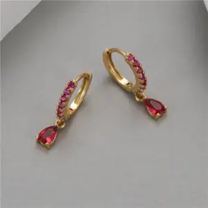 14K Gold H-7521 Red Zirconium