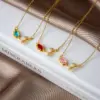 Wholesale Lady Tulip Stainless Steel Copper Plating Inlay Zircon 18k Gold Plated Necklace