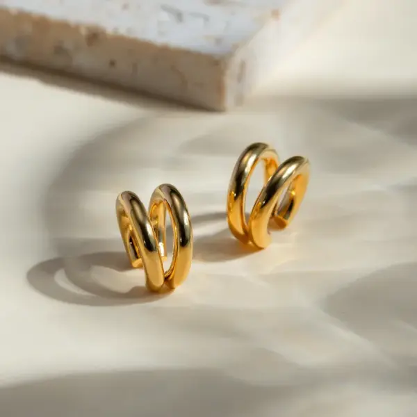 Wholesale PVD Coated Real Gold Plated 18K Gold Solid Color 304 Stainless Steel Simple Style Classic Style Waterproof Non Tarnish Ear Cuffs