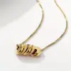 Wholesale Round Pendant Necklace For Women, 18K Gold Plated 304 Stainless Steel, PVD Coated, Zircon Inlay, Box Chain