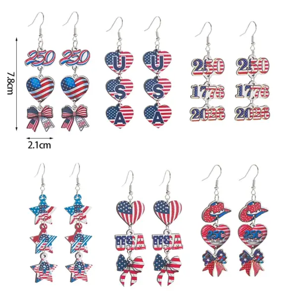 Wholesale Retro Faceted Flag Ear Hook Earrings For Women Featuring Durable Iron Material