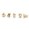oly-8aea3e4426203f8b571433c251e7a9b7 Wholesale Copper Rhinestones Ear Cartilage Rings & Studs Heart Shape Flower Waterproof Non Tarnish Surgical Steel Women'S