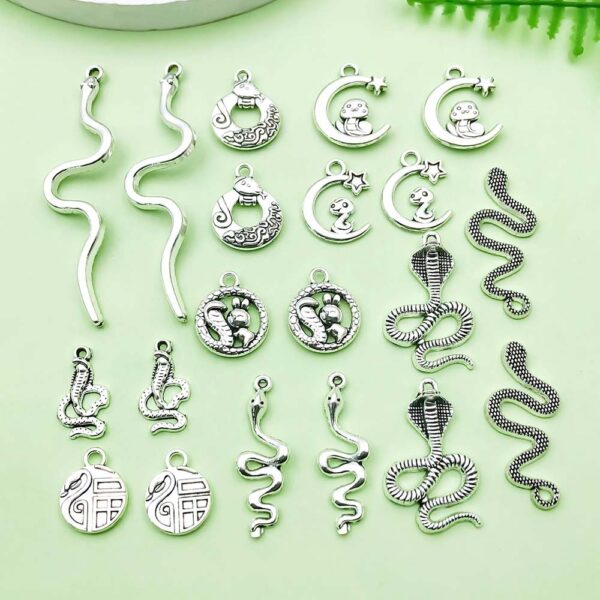 oly-8aed8ed873443837d6566f3df024aaf2 Wholesale Mix 20 Ancient Silver Retro Zodiac Snake Zinc Alloy Pendant Handmade DIY Bracelet Keychain Jewelry Accessories