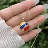 Wholesale Unisex National Flag Enamel Pendant Necklace With 18K Real Gold Plated Copper And PVD Coated Foxtail Chain