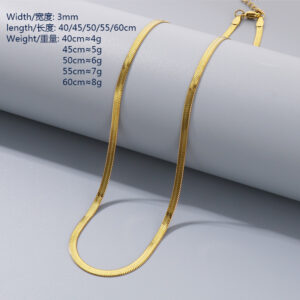 Gold 3mm / Necklace 40cm 5cm tail chain