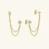 Wholesale Vacuum Electroplating (In Furnace) Plated With 18K Real Gold Micro Inlaid Design Flower Stackable Earrings Stainless Steel