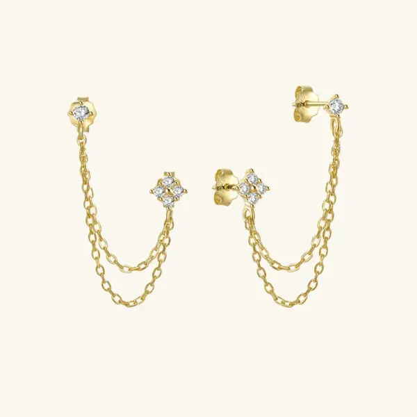Wholesale Vacuum Electroplating (In Furnace) Plated With 18K Real Gold Micro Inlaid Design Flower Stackable Earrings Stainless Steel