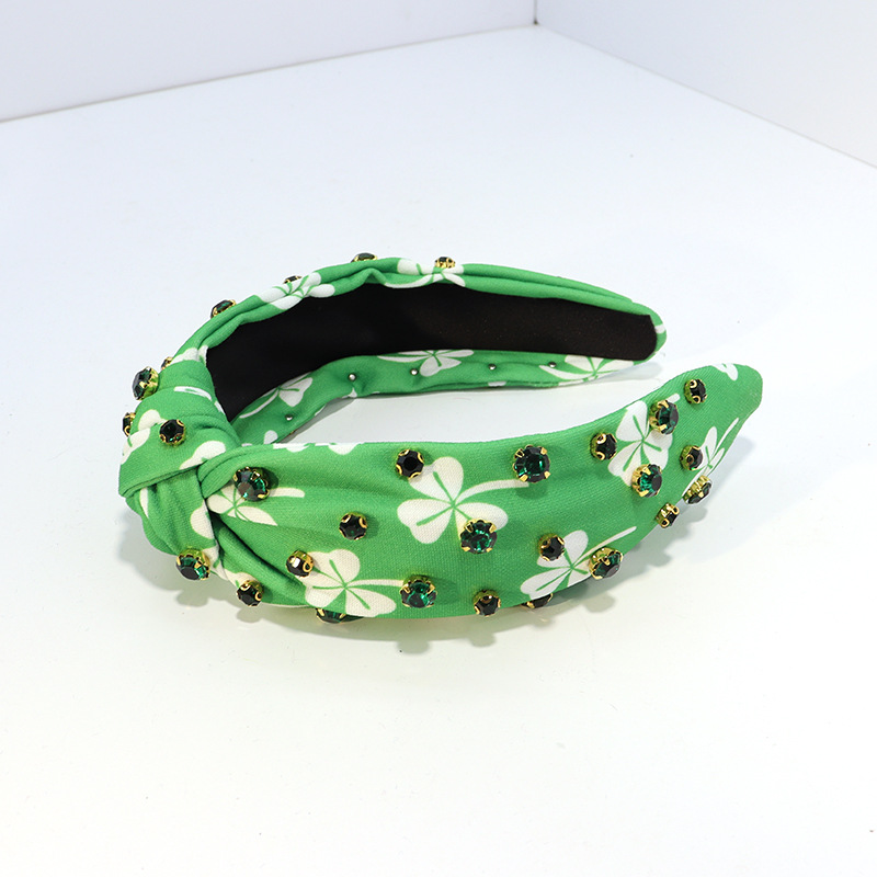 Wholesale New European and American Diamond Plaid Headband Vintage Wide-brimmed Printed Plant Clover Knot Headband Holiday Hair Accessories