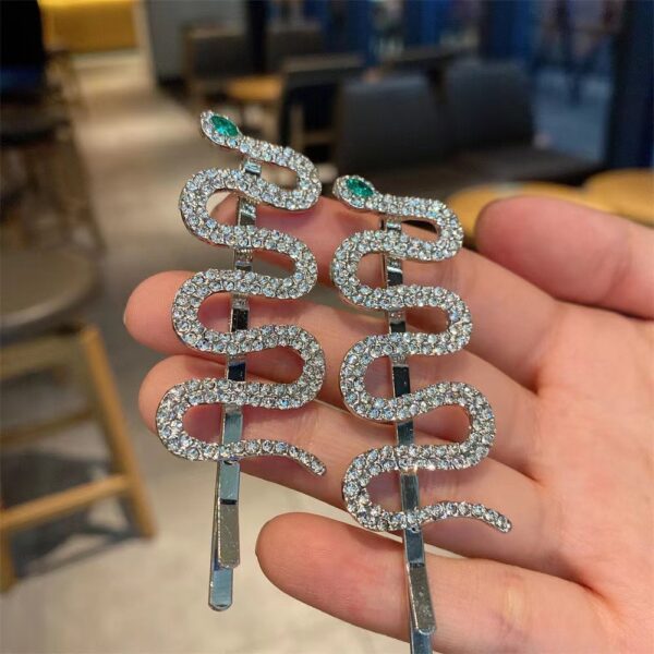 Wholesale Fashion Full Diamond Snake Hairpin Women's Alloy Rhinestone Clip Side Clip Bangs Clip Hairpin Hair Accessories