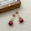 Wholesale ins elegant elegant elegant eternal flower earrings female niche design retro Mori Freshwater Pearl Rose earrings fashion