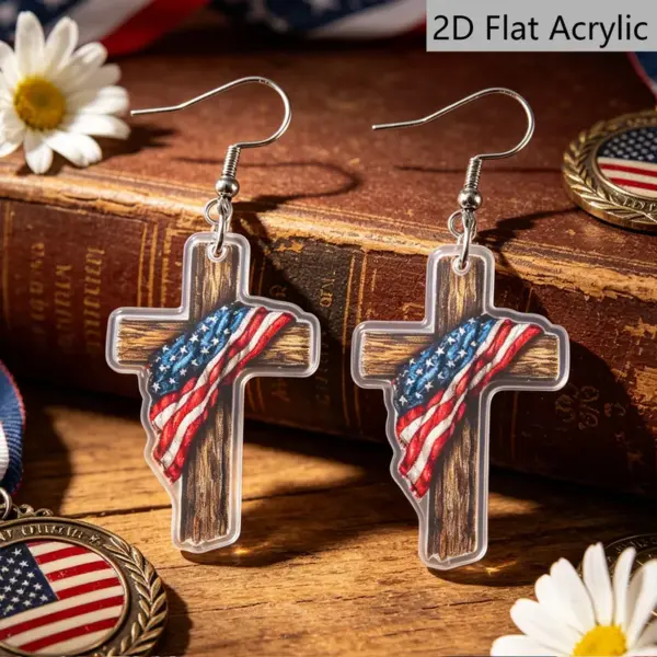Wholesale Retro Multicolor Acrylic Cross Drop Earrings For Women With 304 Stainless Steel Ear Pins
