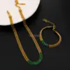 Wholesale Fashion Solid Color Stainless Steel Plating Inlay Zircon Bracelets Necklace 1 Piece