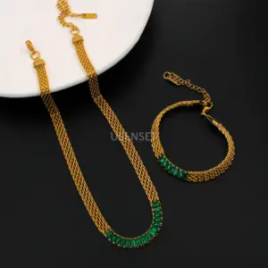 Wholesale Fashion Solid Color Stainless Steel Plating Inlay Zircon Bracelets Necklace 1 Piece
