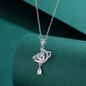 Wholesale Fantasy Heart Moon 999 Sterling Silver Necklace for Women Summer  Popular Pendant Clavicle Valentine's Day Gift for Girlfriend你