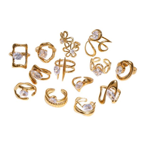 Wholesale Gold-plated diamond titanium steel open ring, non-fading stainless steel ring/bracelet