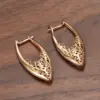 Wholesale Retro Fashion Zirconium Stone Earrings Hollow Pattern Geometric Shape Copper Plated Real Gold Ear Hook