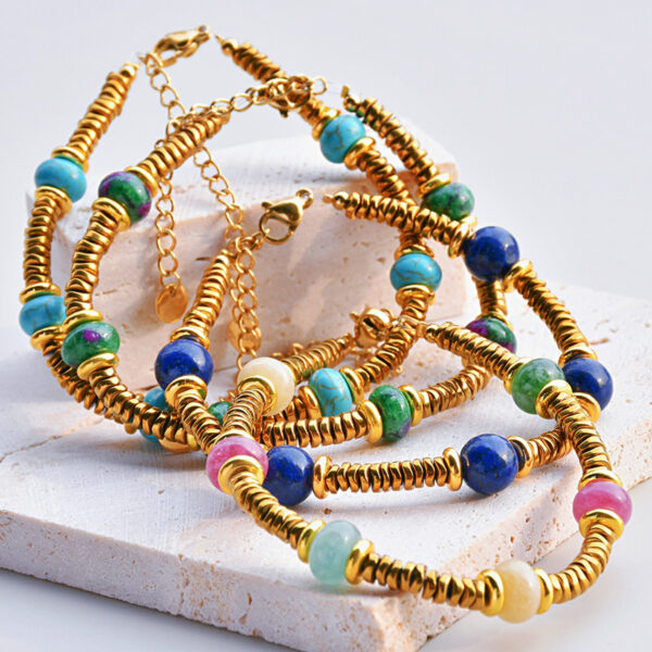 oly-8b949488fd5a567271dd8e8e2bf881df Wholesale Colorful Tourmaline Beaded Titanium Steel Bracelets for Women That Do Not Fade Niche High-End Natural Stone Bracelets Wholesale Stalls