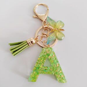 Green letter keychain pendant-A